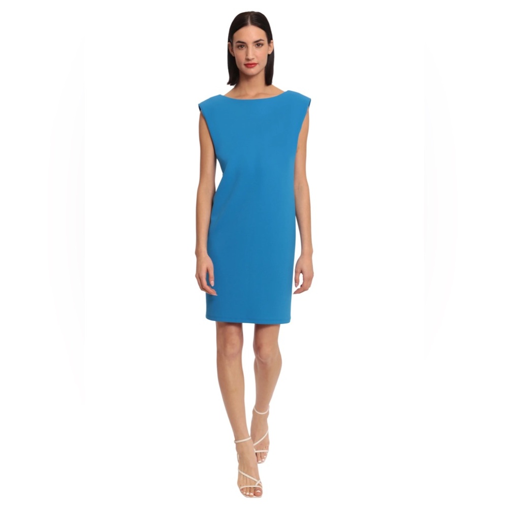 Nordstrom Donna Morgan Pippa Sleeveless Shift Dress Deep V Back Blue Size 6 NWT